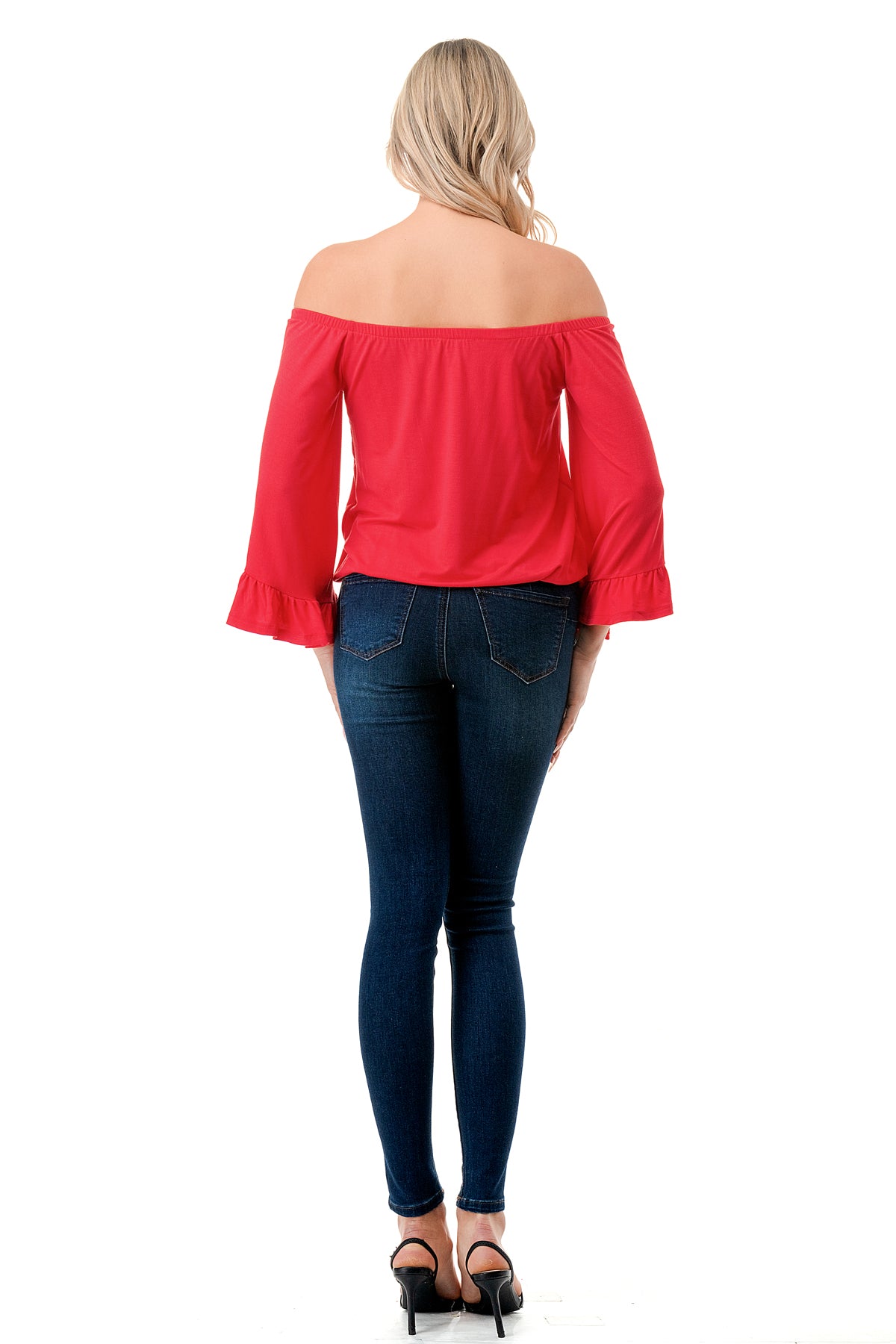 HARRIET OFF SHOULDER TOP (DARK CORAL)- VT2509