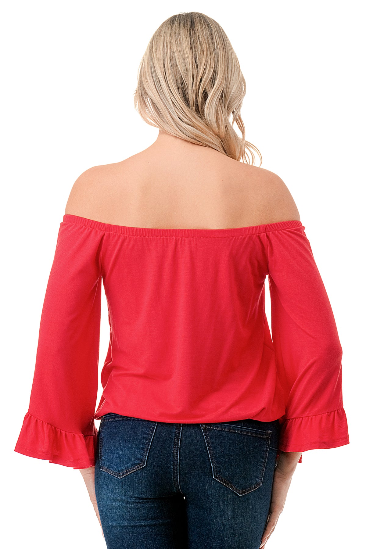 HARRIET OFF SHOULDER TOP (DARK CORAL)- VT2509