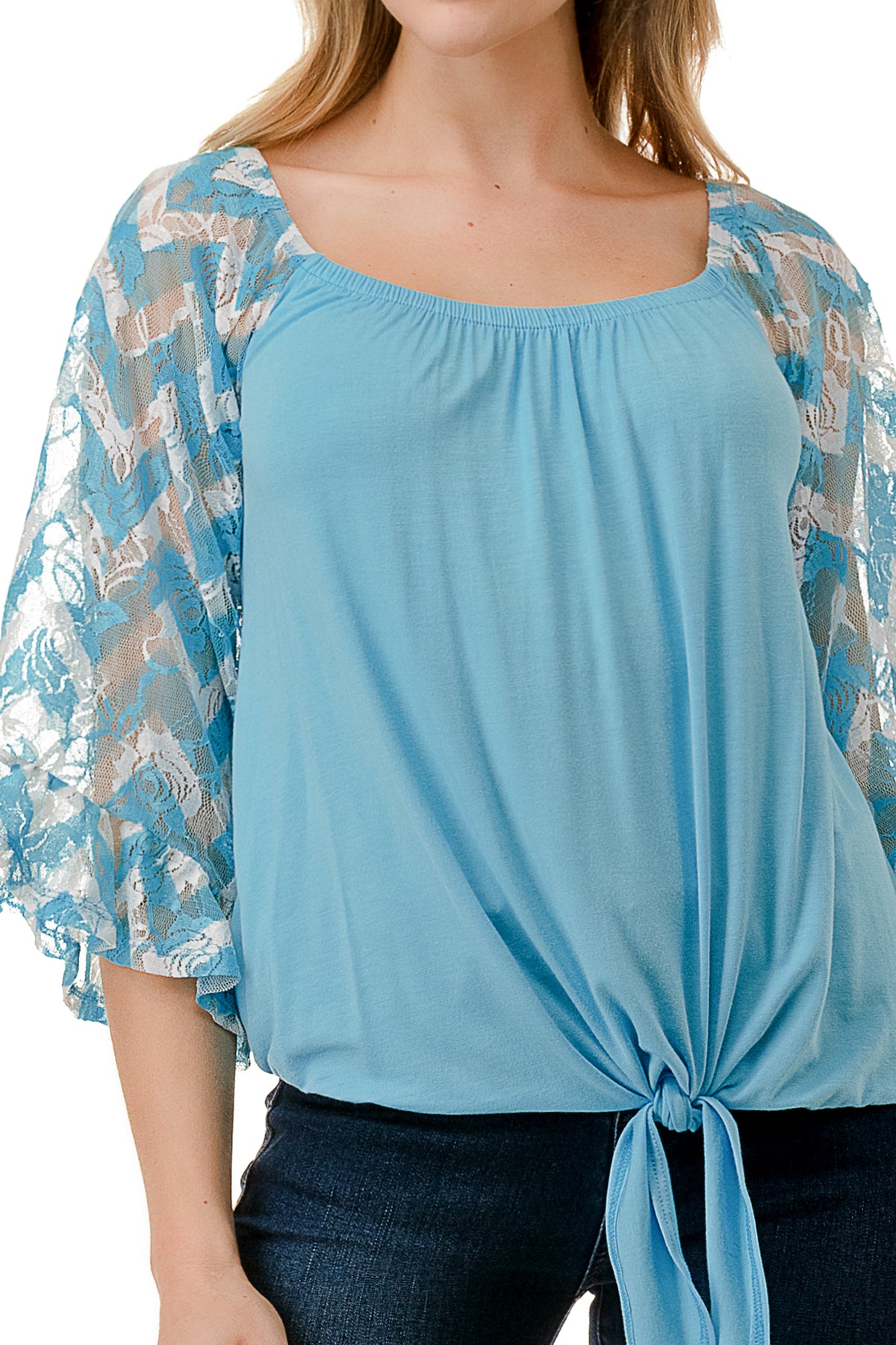HARRIET OFF SHOULDER TOP (ELECTRIC BLUE / BLUE CHEVRON)- VT2509