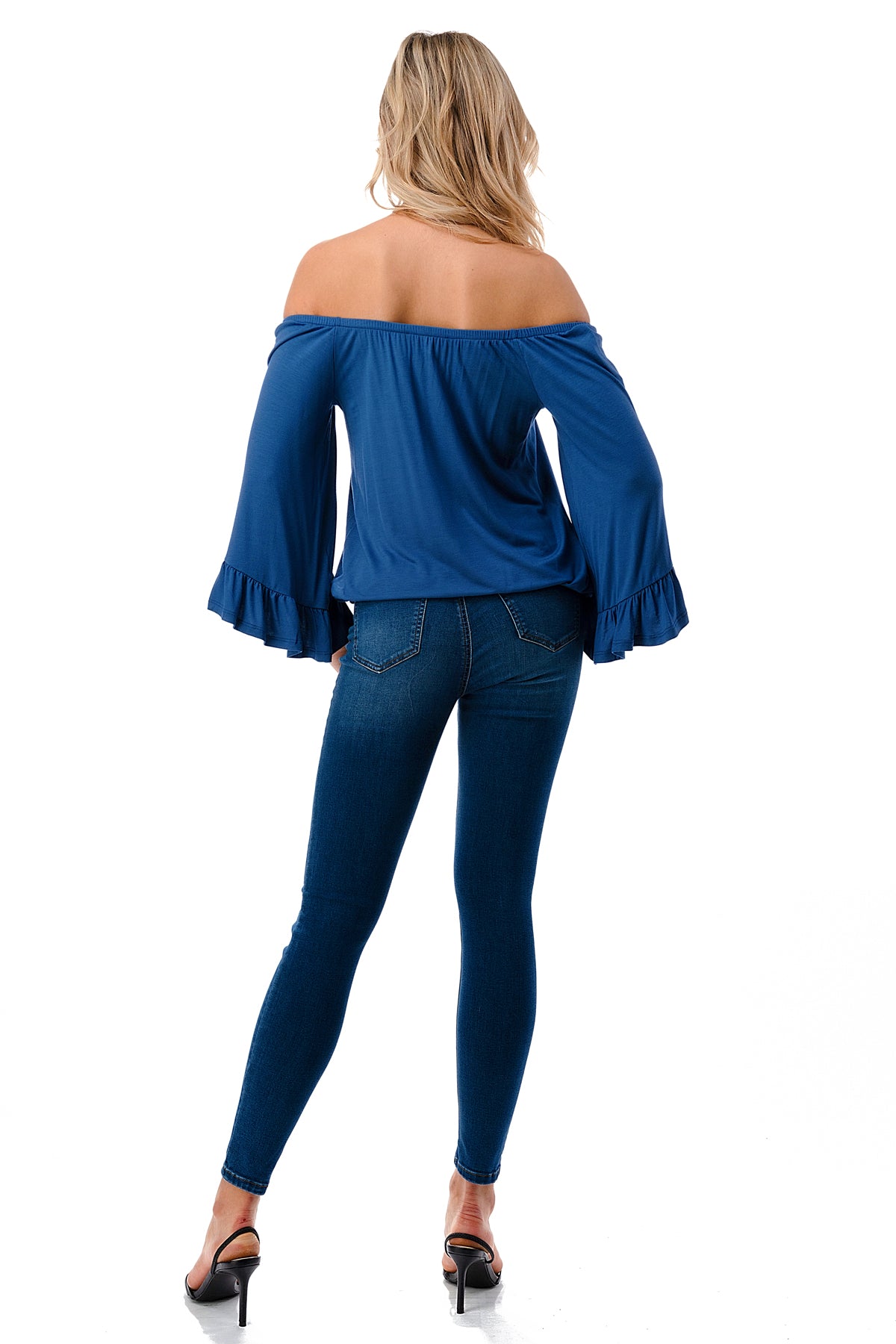 HARRIET OFF SHOULDER TOP (INDIGO)- VT2509