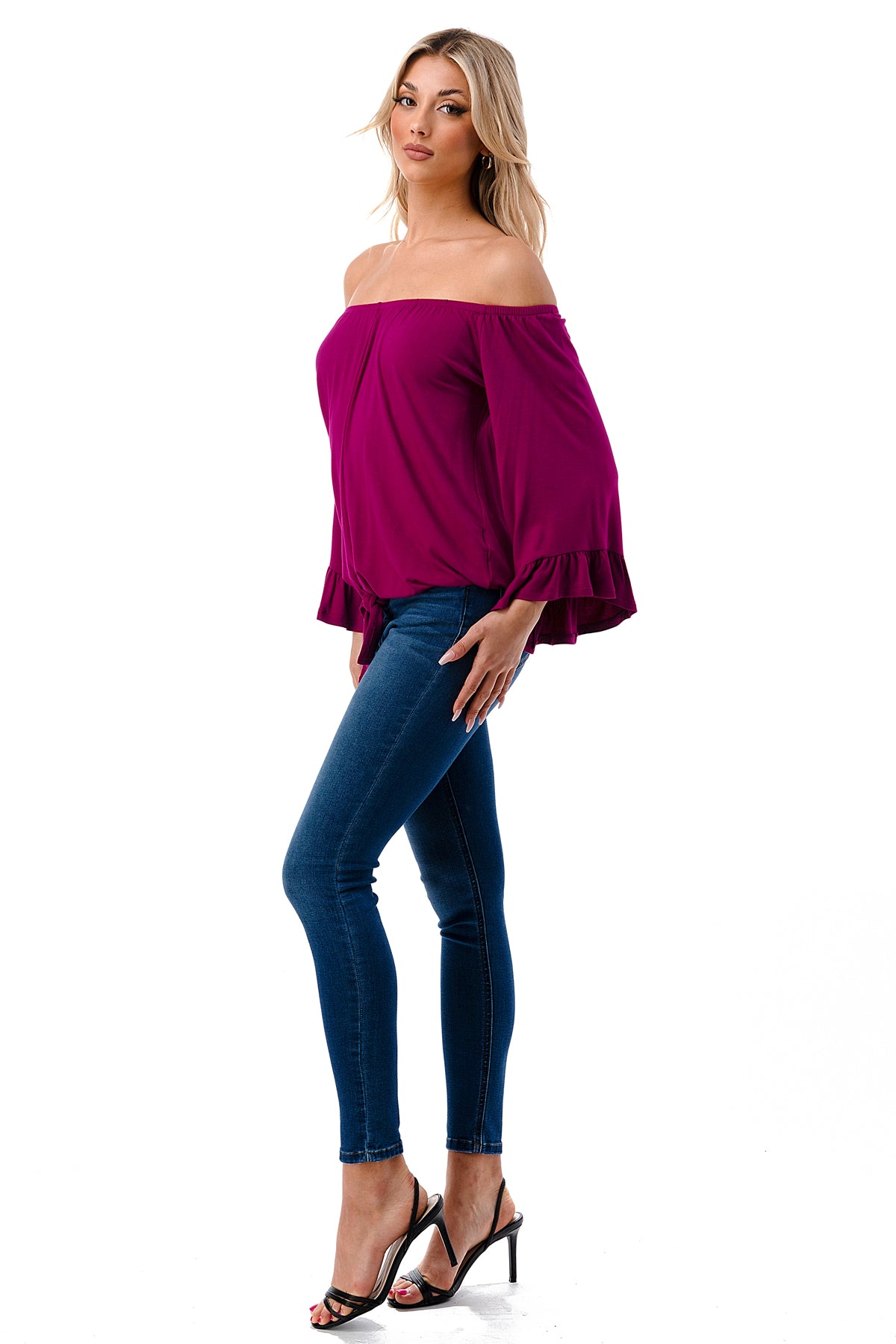 HARRIET OFF SHOULDER TOP (MAGENTA)- VT2509