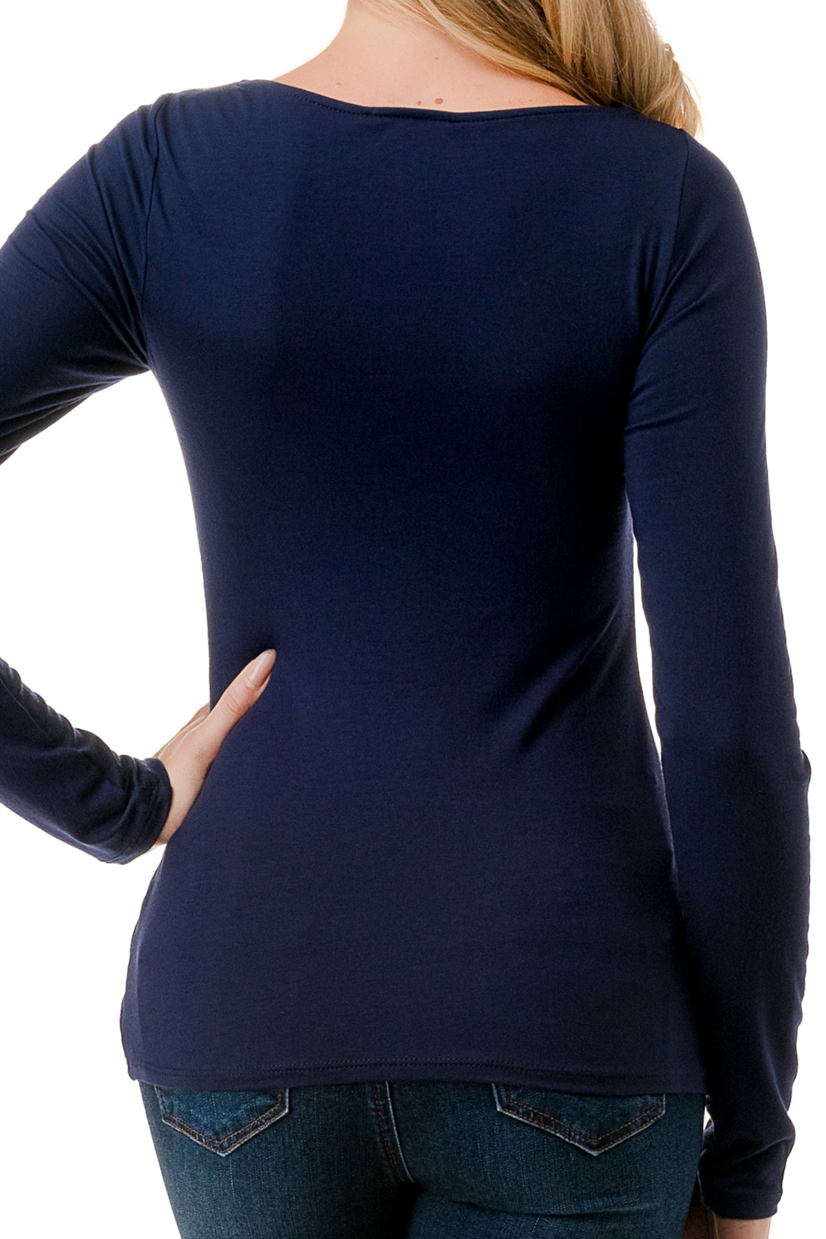 ROCIO SPLIT YOKE TOP (NAVY)-VT2595