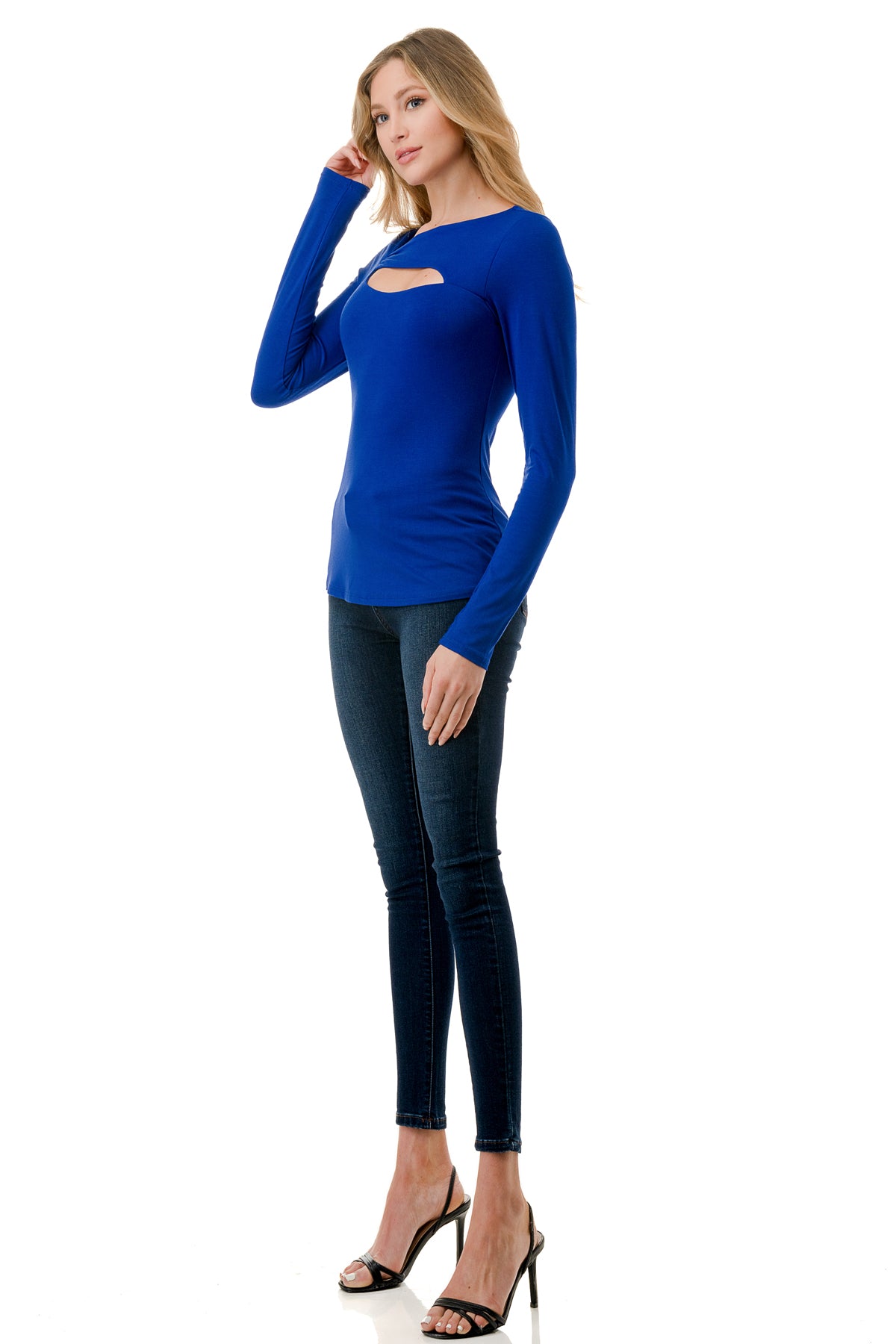 ROCIO SPLIT YOKE TOP (ROYAL BLUE)-VT2595