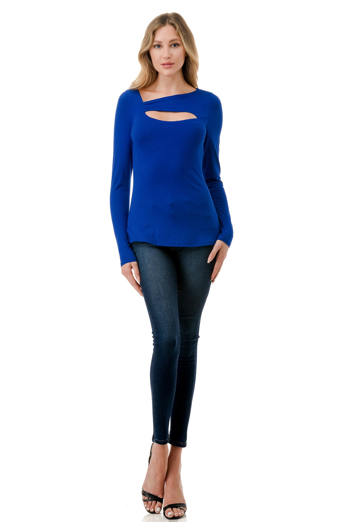 ROCIO SPLIT YOKE TOP (ROYAL BLUE)-VT2595