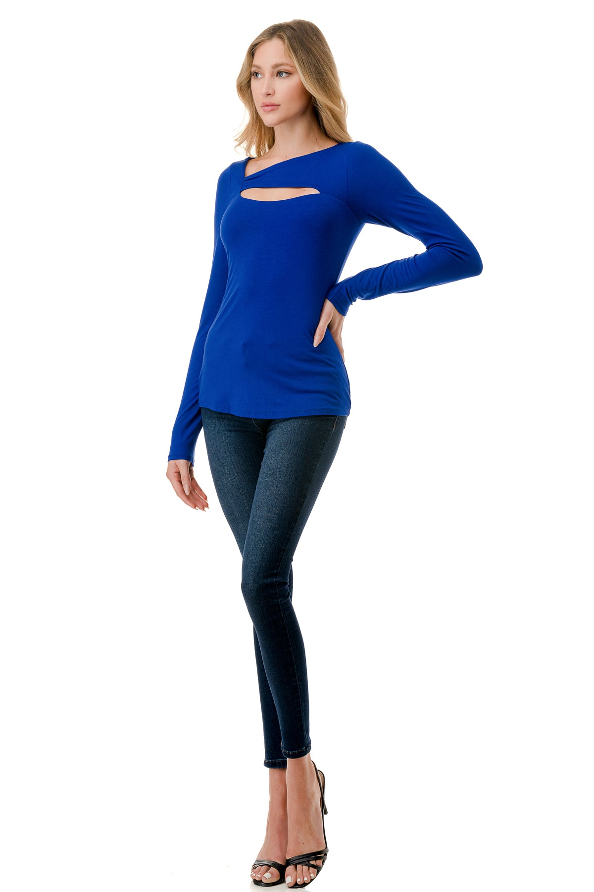 ROCIO SPLIT YOKE TOP (ROYAL BLUE)-VT2595