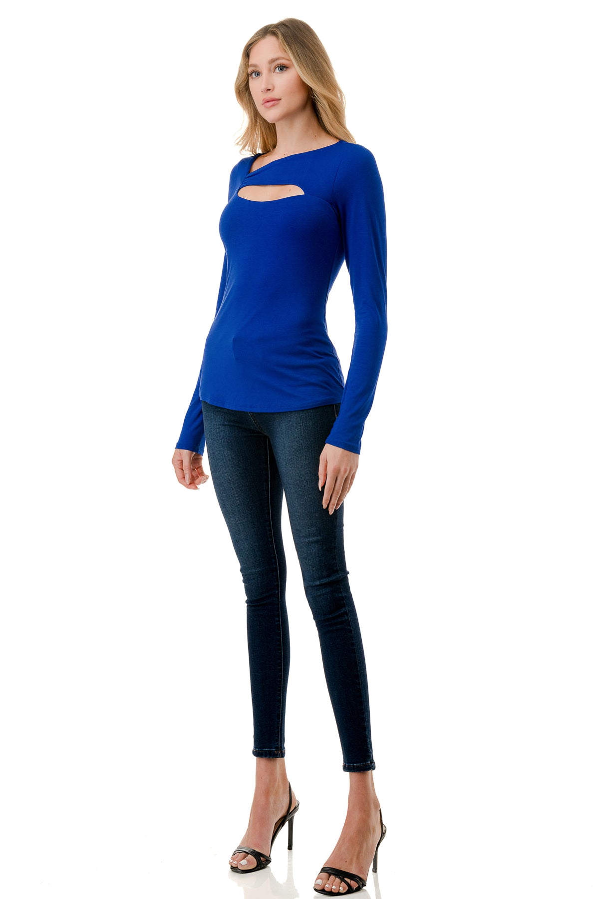 ROCIO SPLIT YOKE TOP (ROYAL BLUE)-VT2595