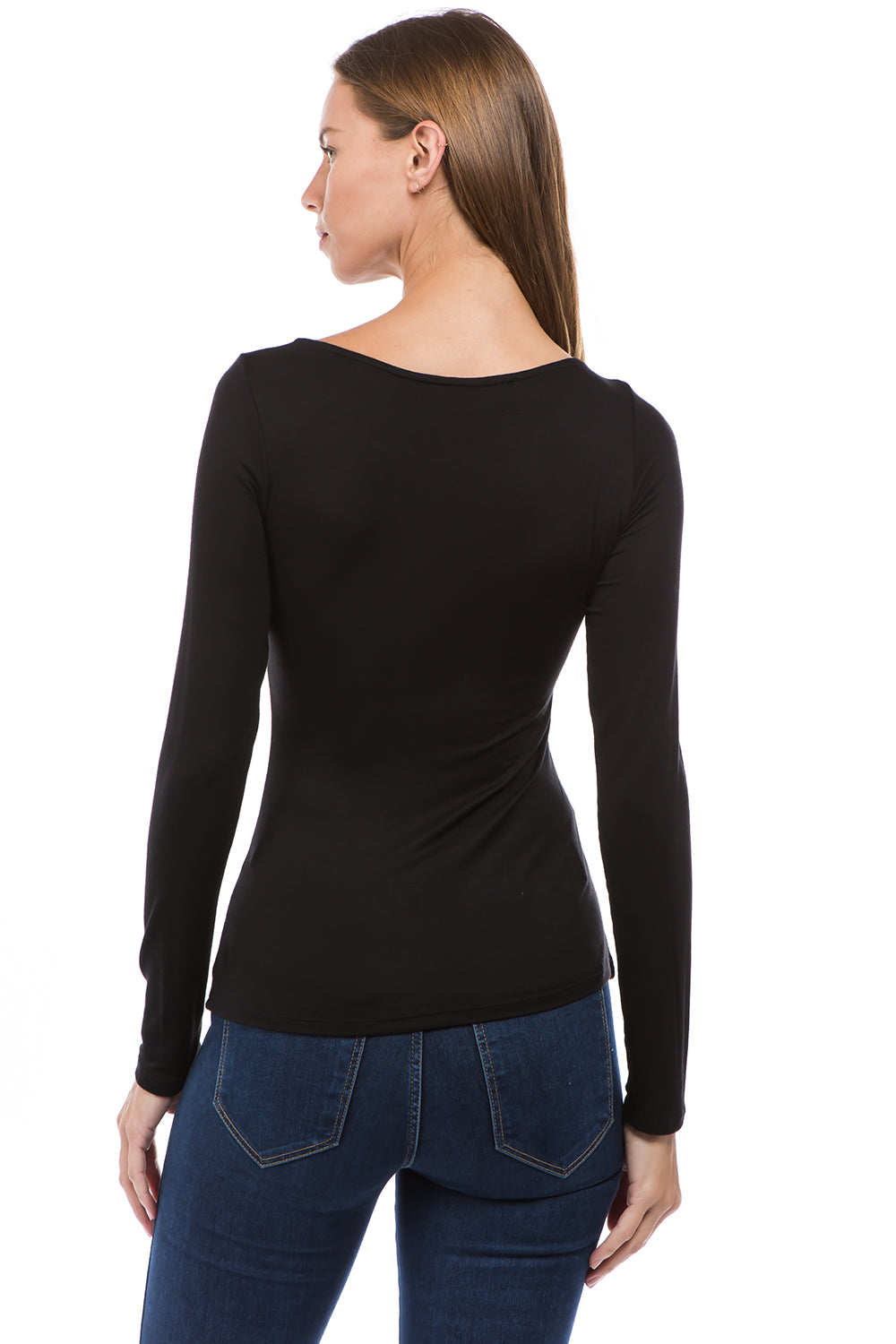 ROCIO SPLIT YOKE TOP (BLACK)-VT2595