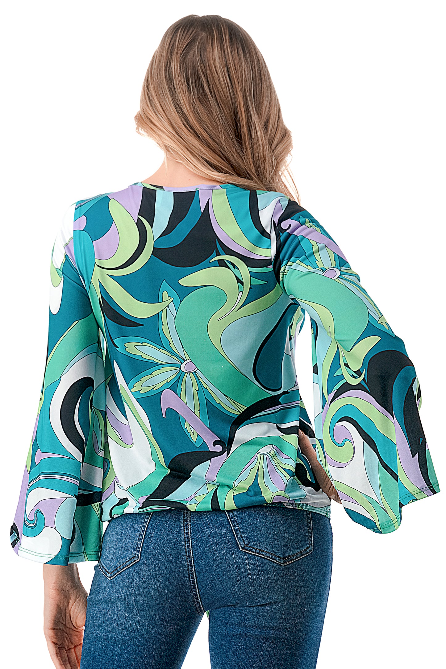 ALIA FRONT TIE TOP (GREEN PUCCI)- VT2789