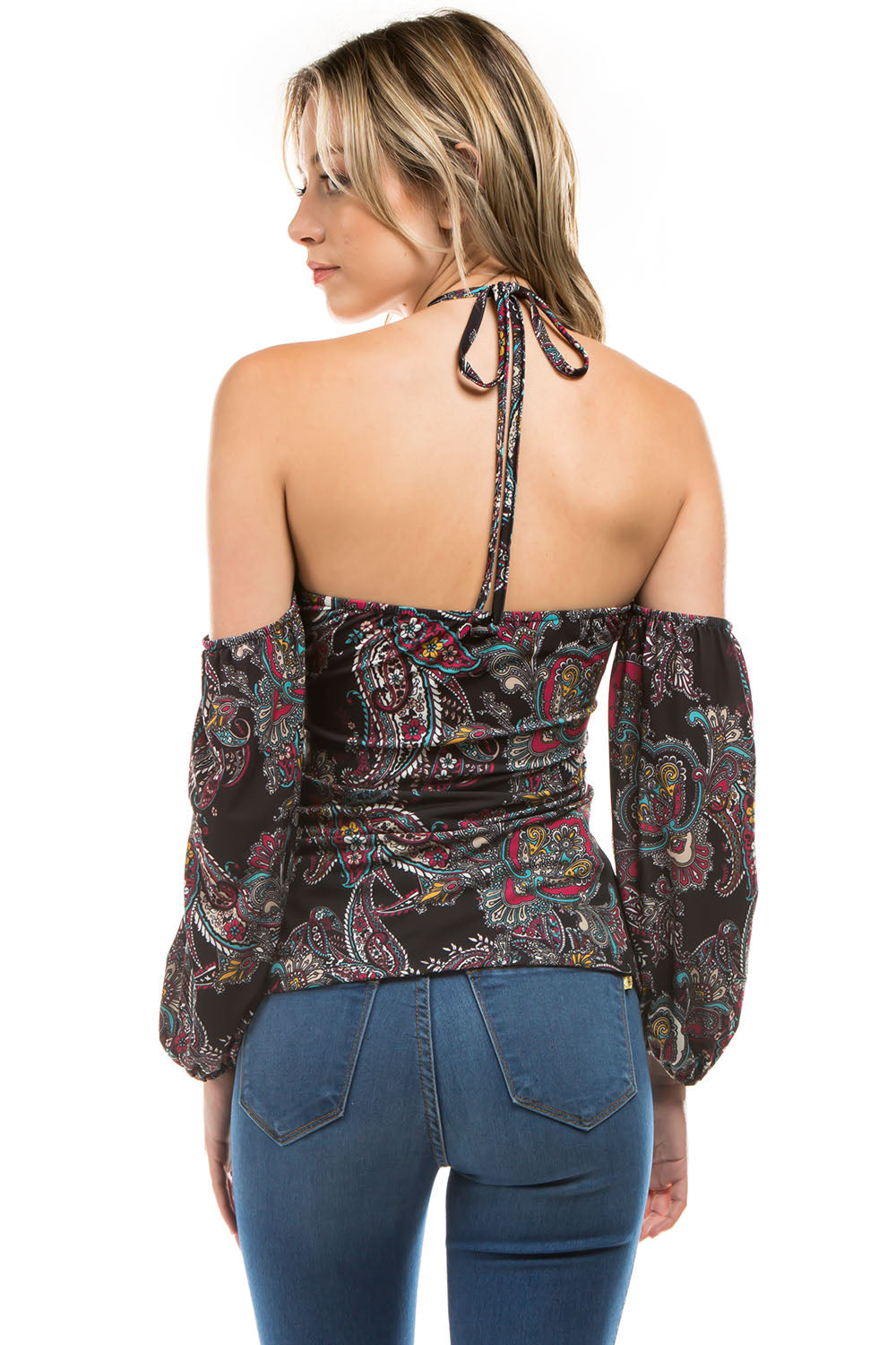 ROWAN HALTER TOP (BLACK PAISLEY)- VT2988