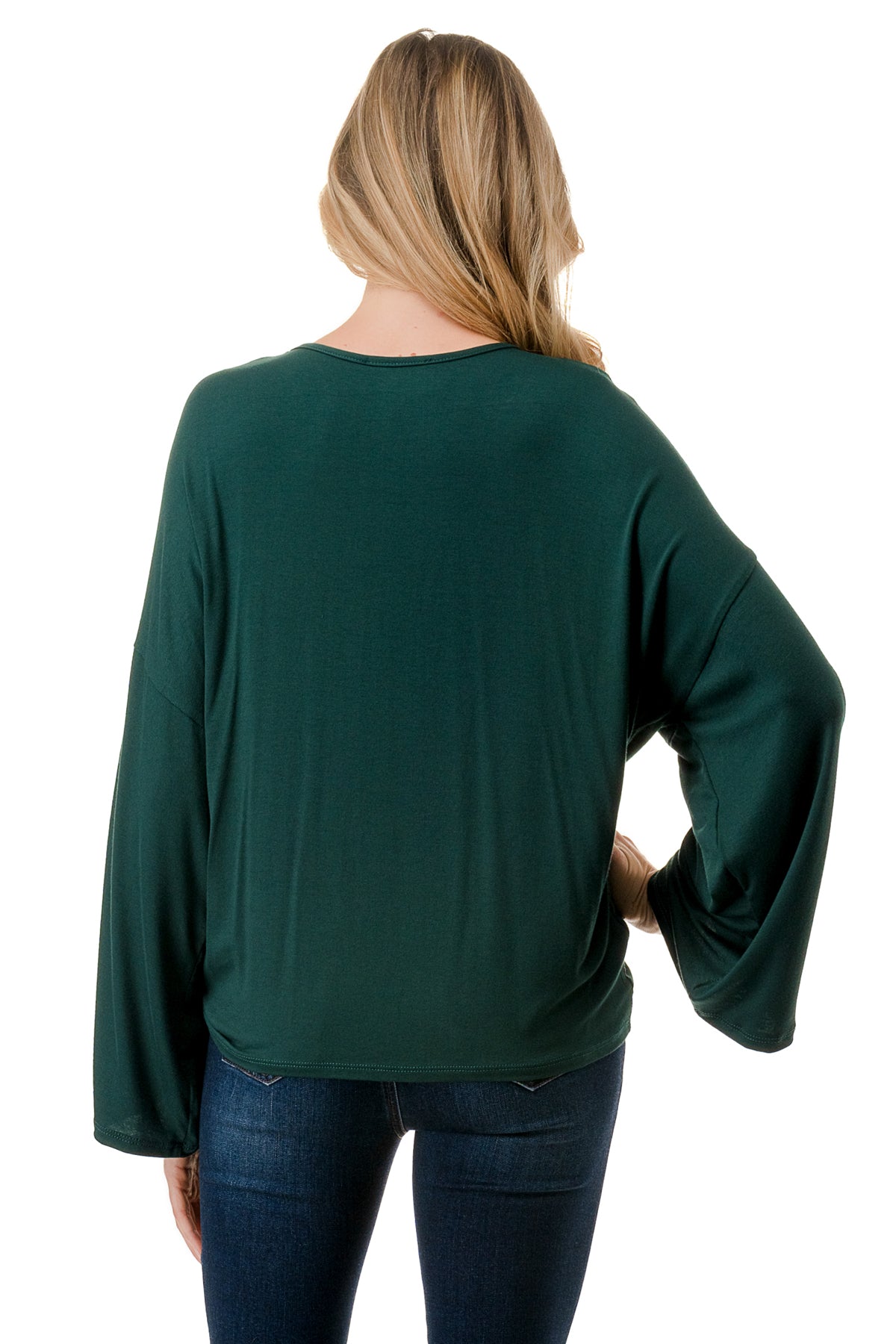 ACACIA CENTER DRAW SHIRRING TOP (HUNTER GREEN)- VT3006A