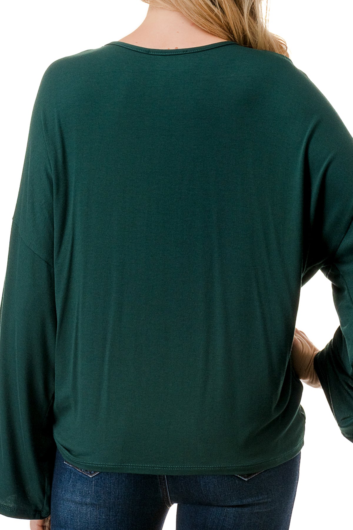 ACACIA CENTER DRAW SHIRRING TOP (HUNTER GREEN)- VT3006A