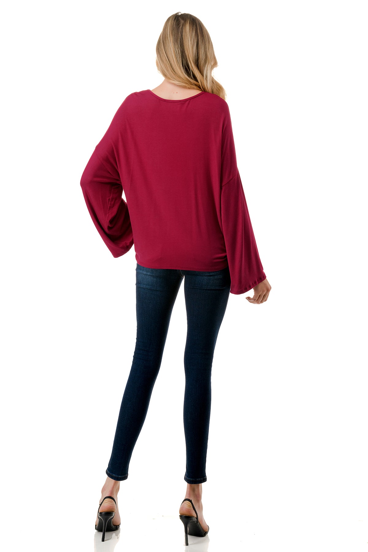 ACACIA CENTER DRAW SHIRRING TOP (WINE)- VT3006A