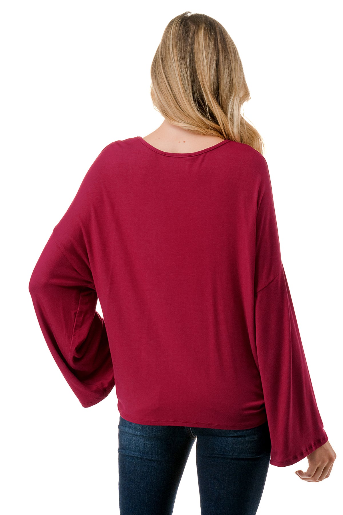 ACACIA CENTER DRAW SHIRRING TOP (WINE)- VT3006A