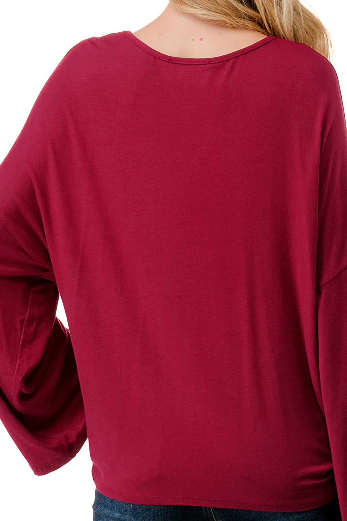 ACACIA CENTER DRAW SHIRRING TOP (WINE)- VT3006A