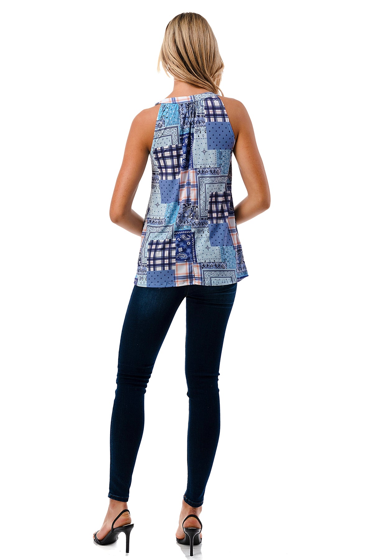 RUTH CAMI TOP (BLUE PATCH WORK)- VT3105