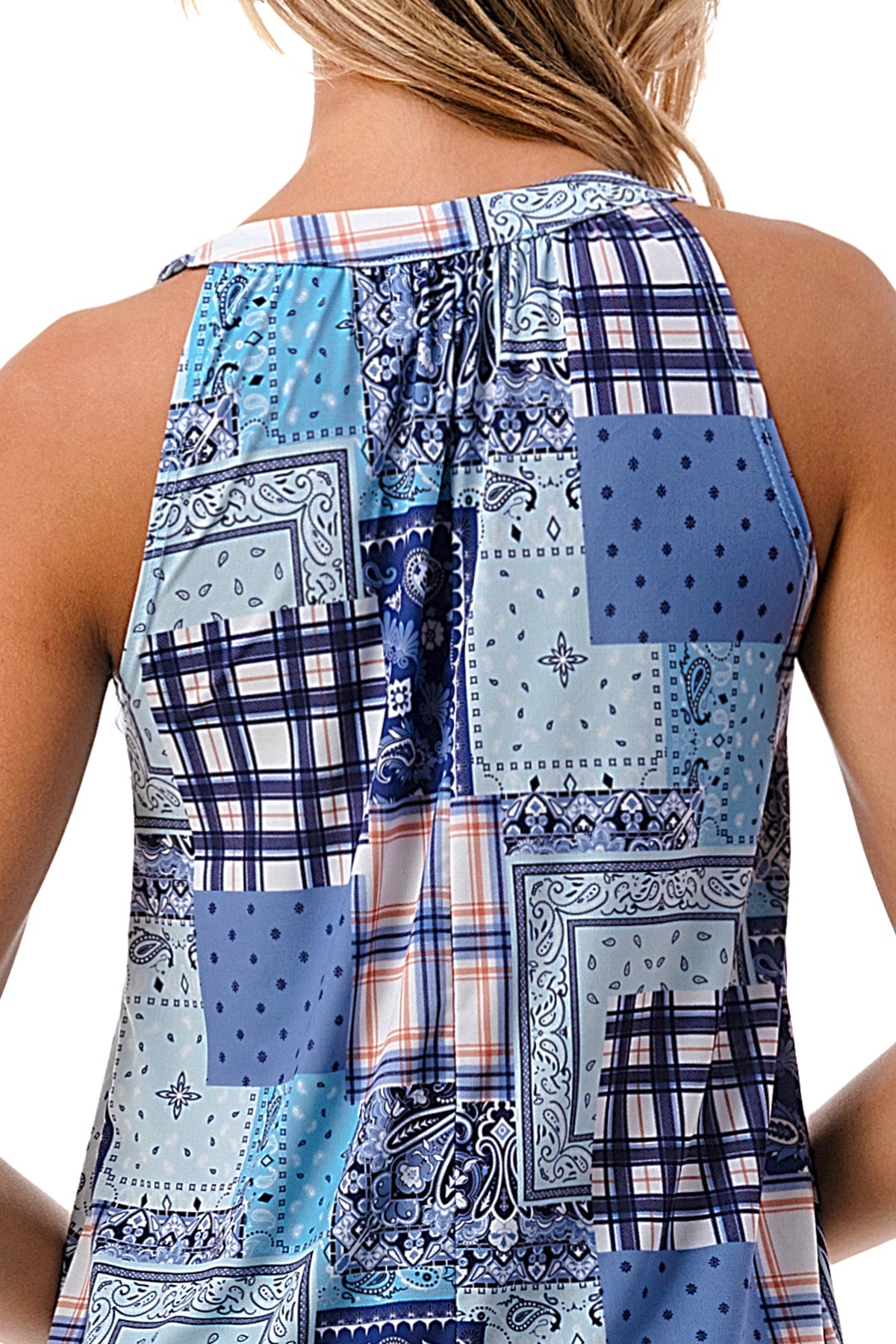 RUTH CAMI TOP (BLUE PATCH WORK)- VT3105