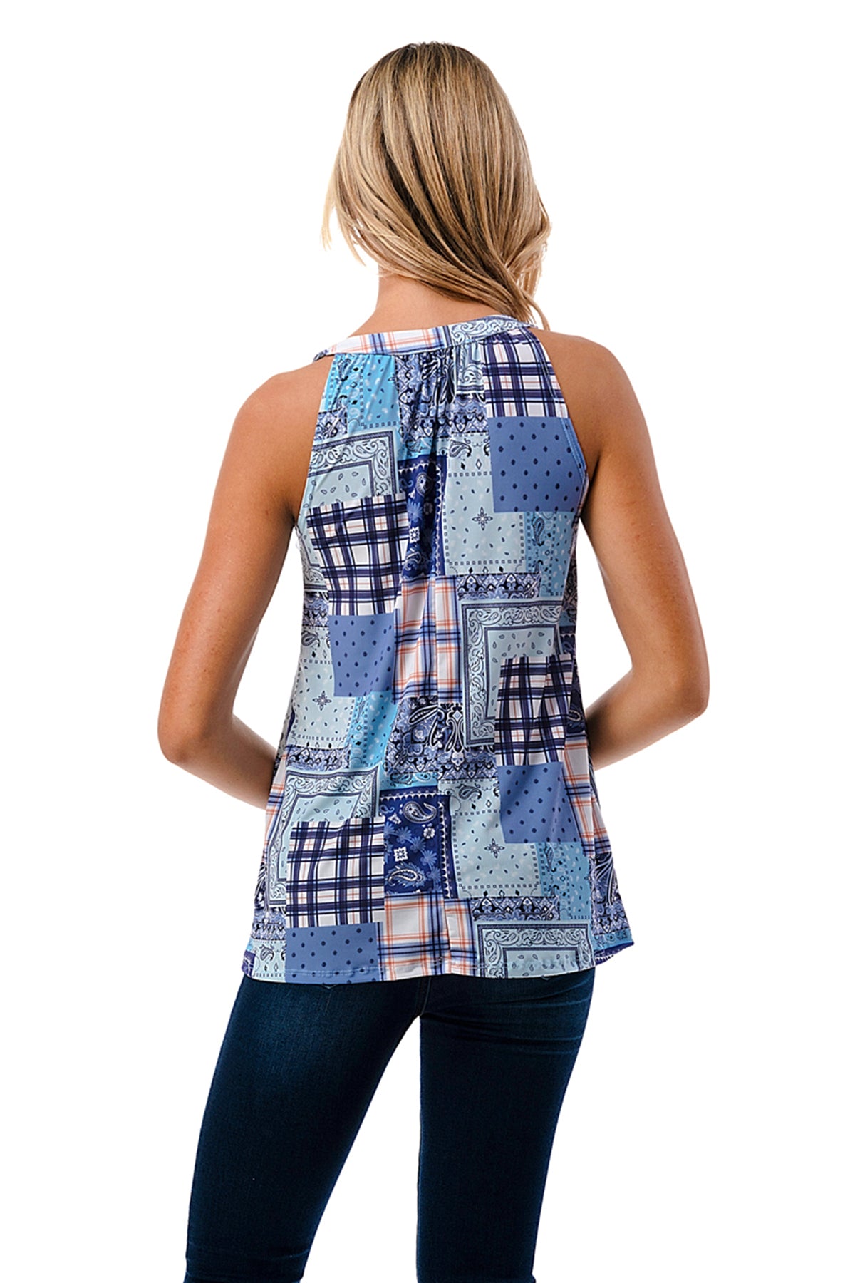 RUTH CAMI TOP (BLUE PATCH WORK)- VT3105