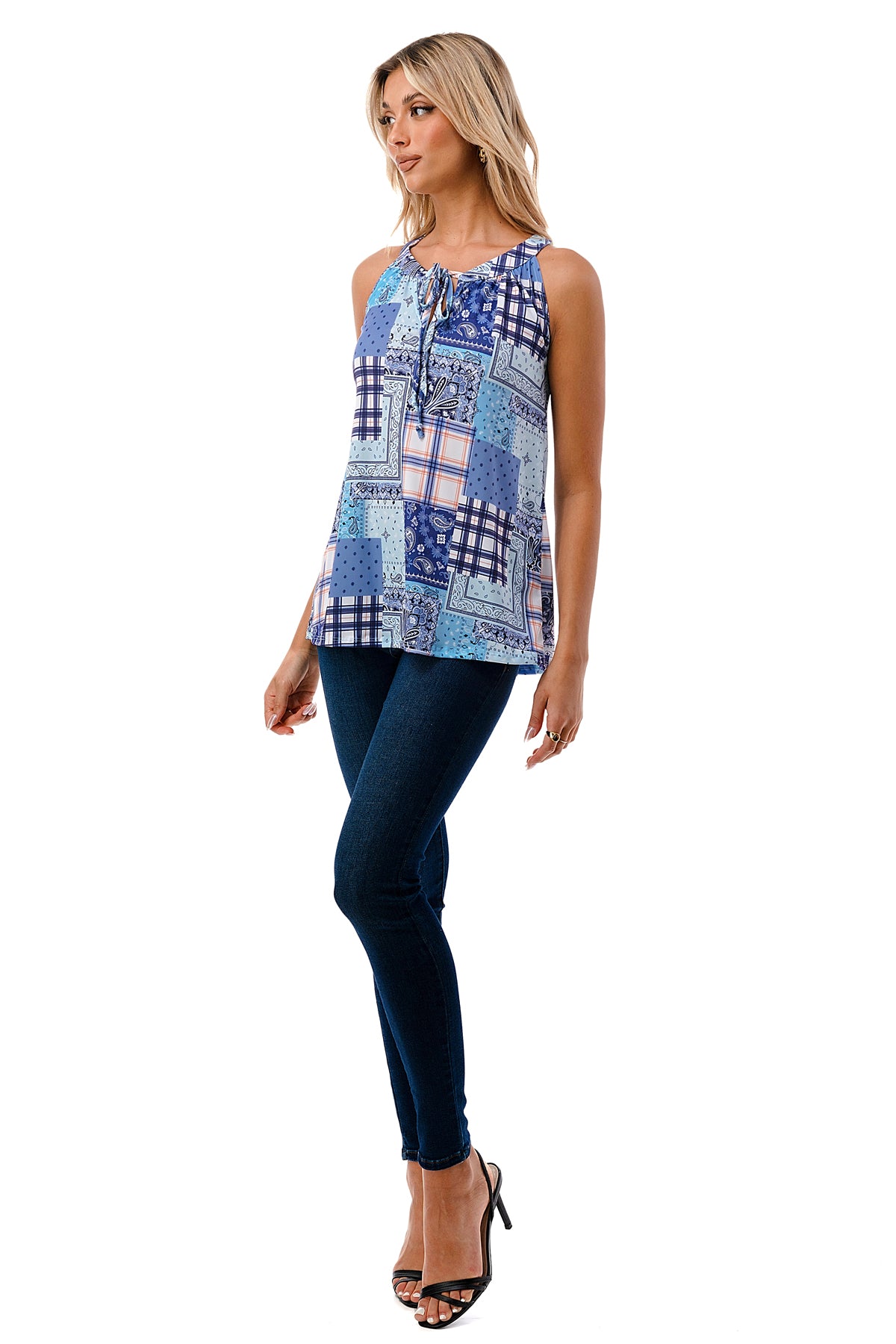 RUTH CAMI TOP (BLUE PATCH WORK)- VT3105
