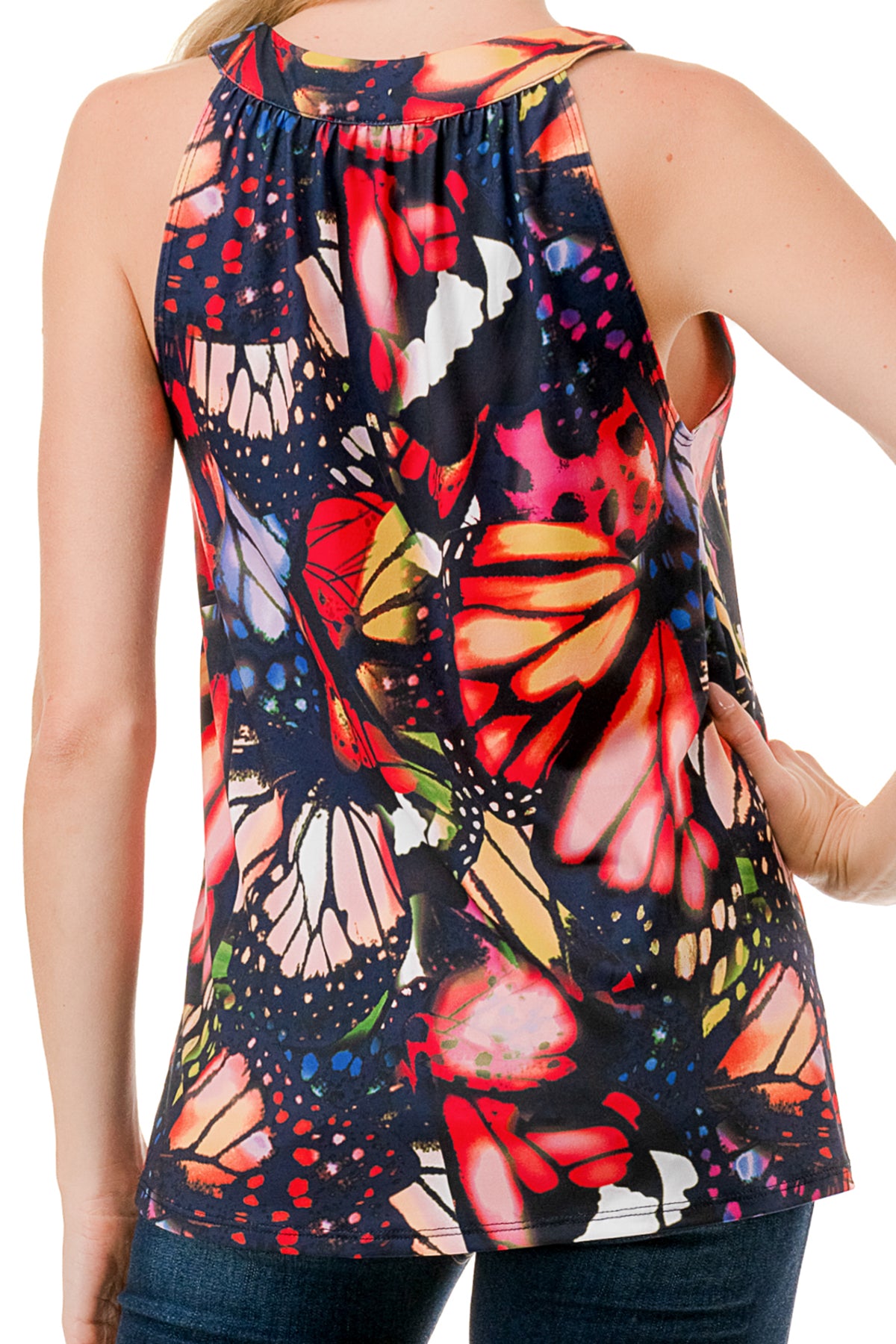 RUTH HALTER TOP (MULTI BUTTERFLY)- VT3105