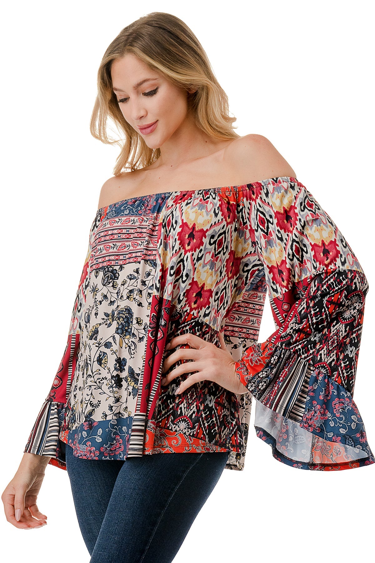 CORDELIA OFF SHOULDER TOP (GYPSY BOHO)-VT3154