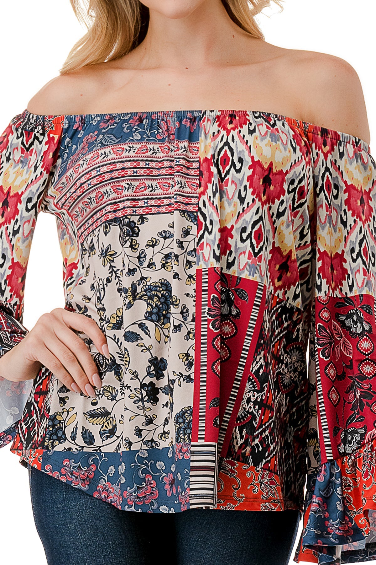 CORDELIA OFF SHOULDER TOP (GYPSY BOHO)-VT3154