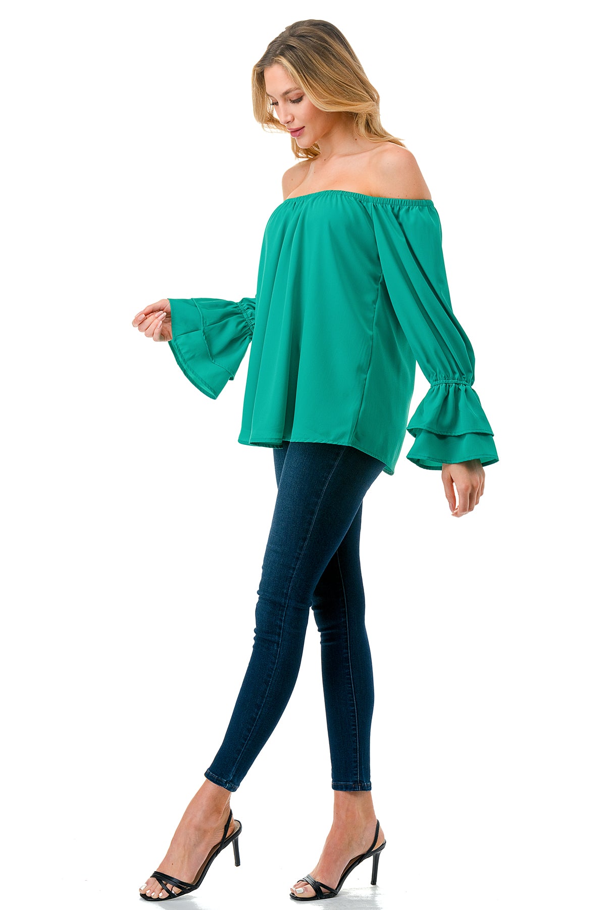 FRANCES OFF SHOULDER TOP (GREEN)- VT3160