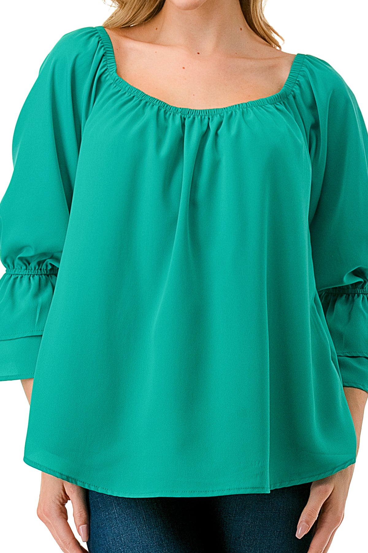 FRANCES OFF SHOULDER TOP (GREEN)- VT3160