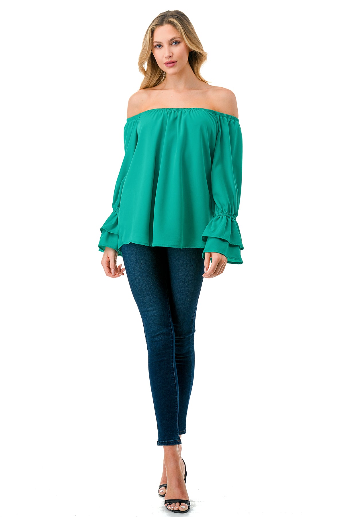 FRANCES OFF SHOULDER TOP (GREEN)- VT3160