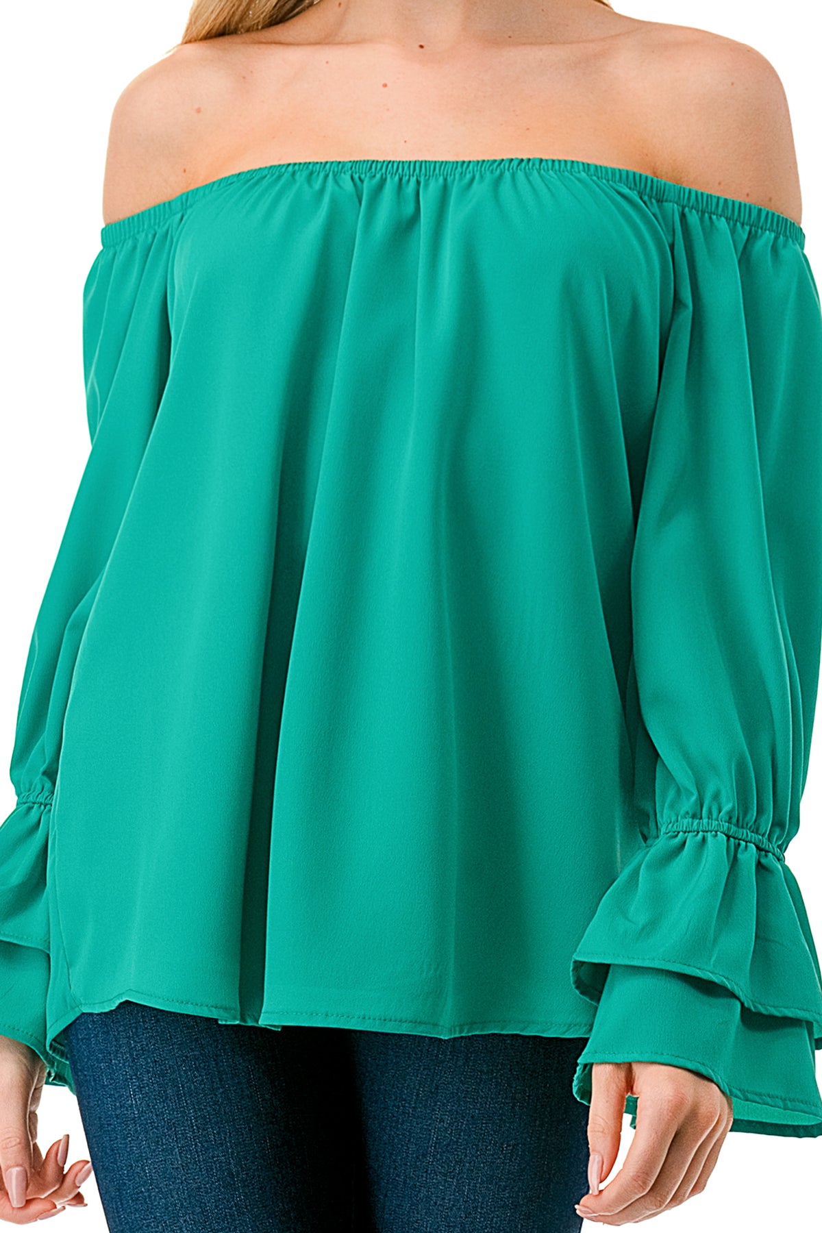 FRANCES OFF SHOULDER TOP (GREEN)- VT3160
