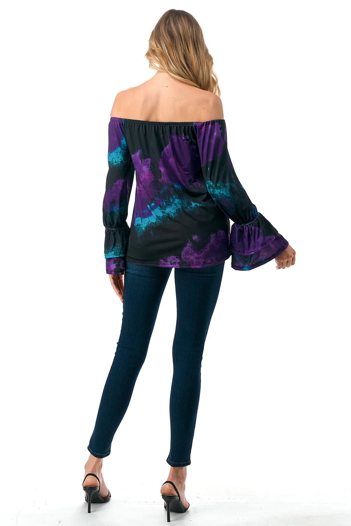 FRANCES OFF SHOULDER TOP (PURPLE TEAL TIE DYE)- VT3160