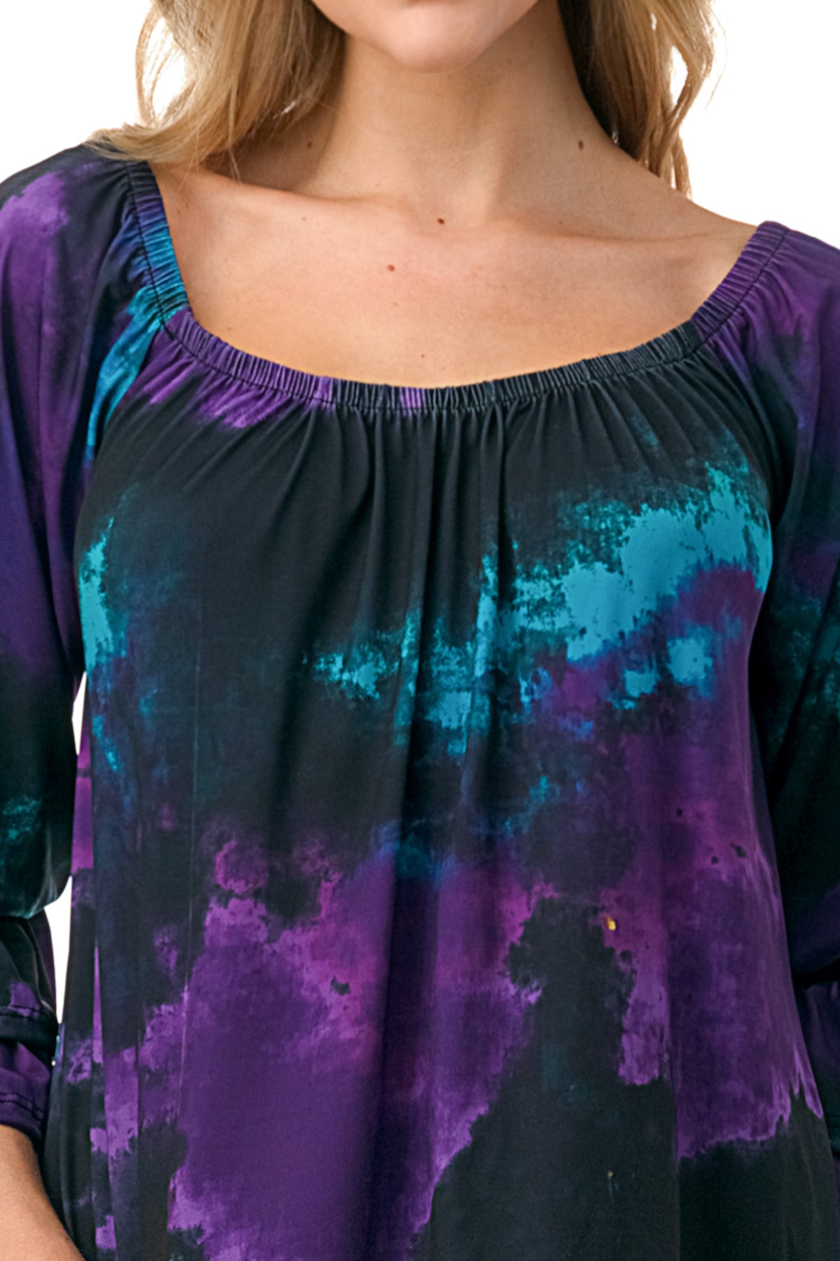FRANCES OFF SHOULDER TOP (PURPLE TEAL TIE DYE)- VT3160