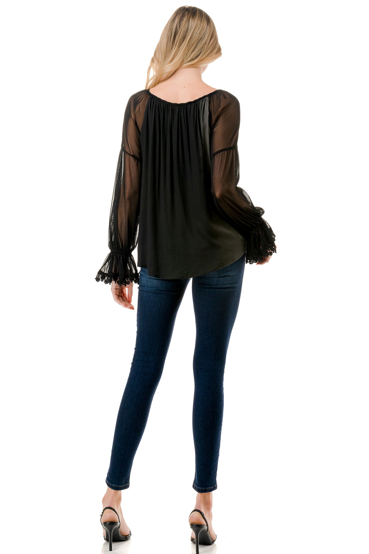 ALILE FRONT TIE TOP (BLACK MESH / OMBRE FABRIC)- VT3193