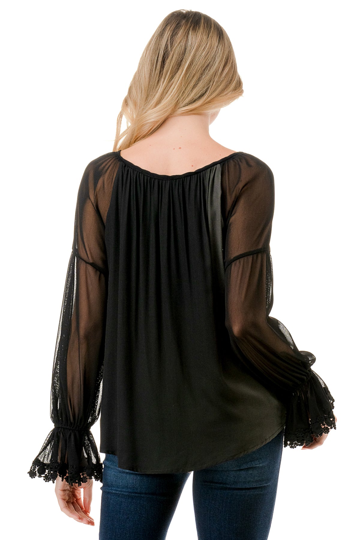 ALILE FRONT TIE TOP (BLACK MESH / OMBRE FABRIC)- VT3193