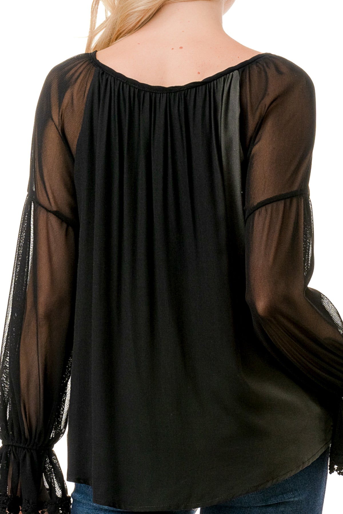 ALILE FRONT TIE TOP (BLACK MESH / OMBRE FABRIC)- VT3193