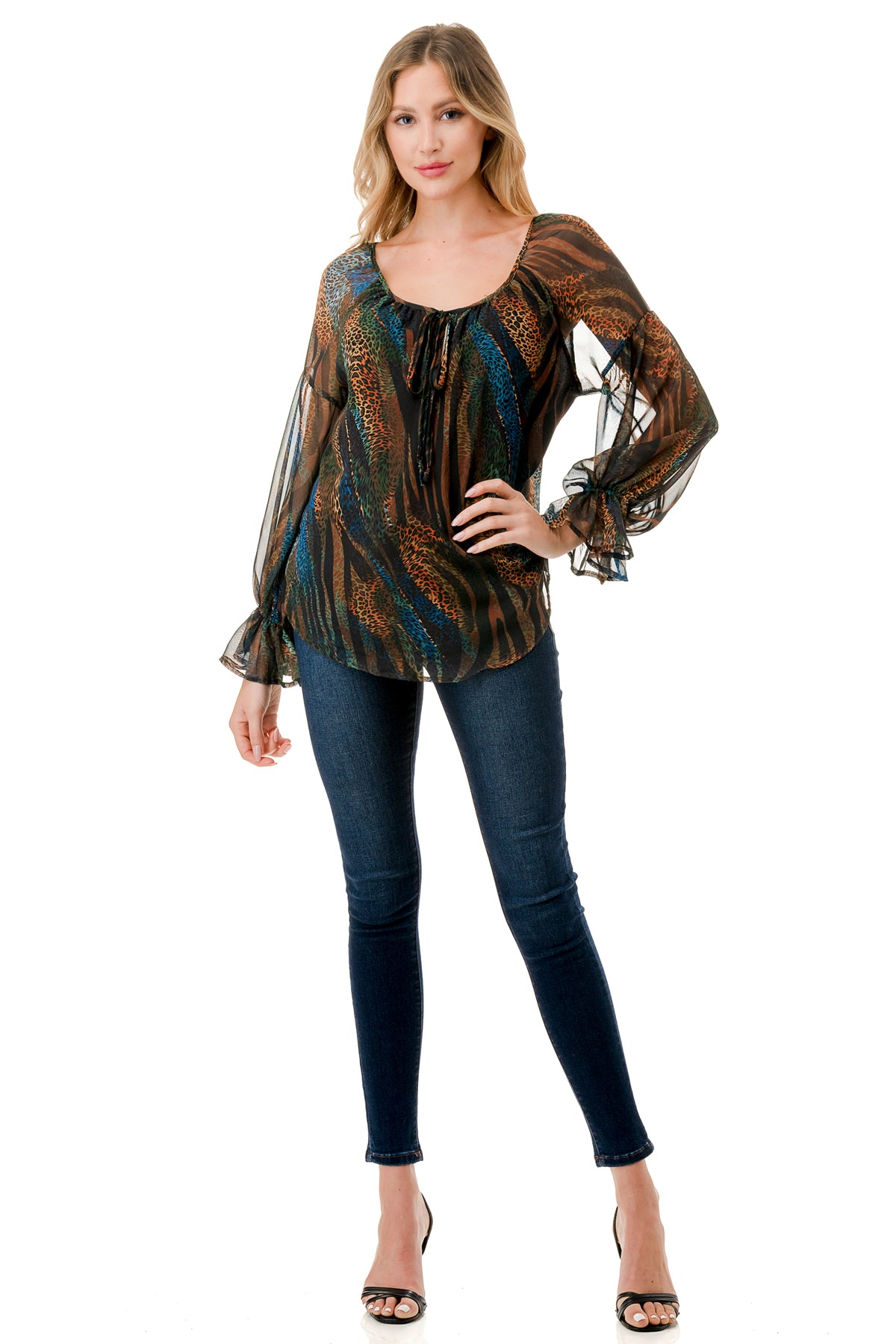 ALILE FRONT TIE TOP (FALL ZEBRA)- VT3193