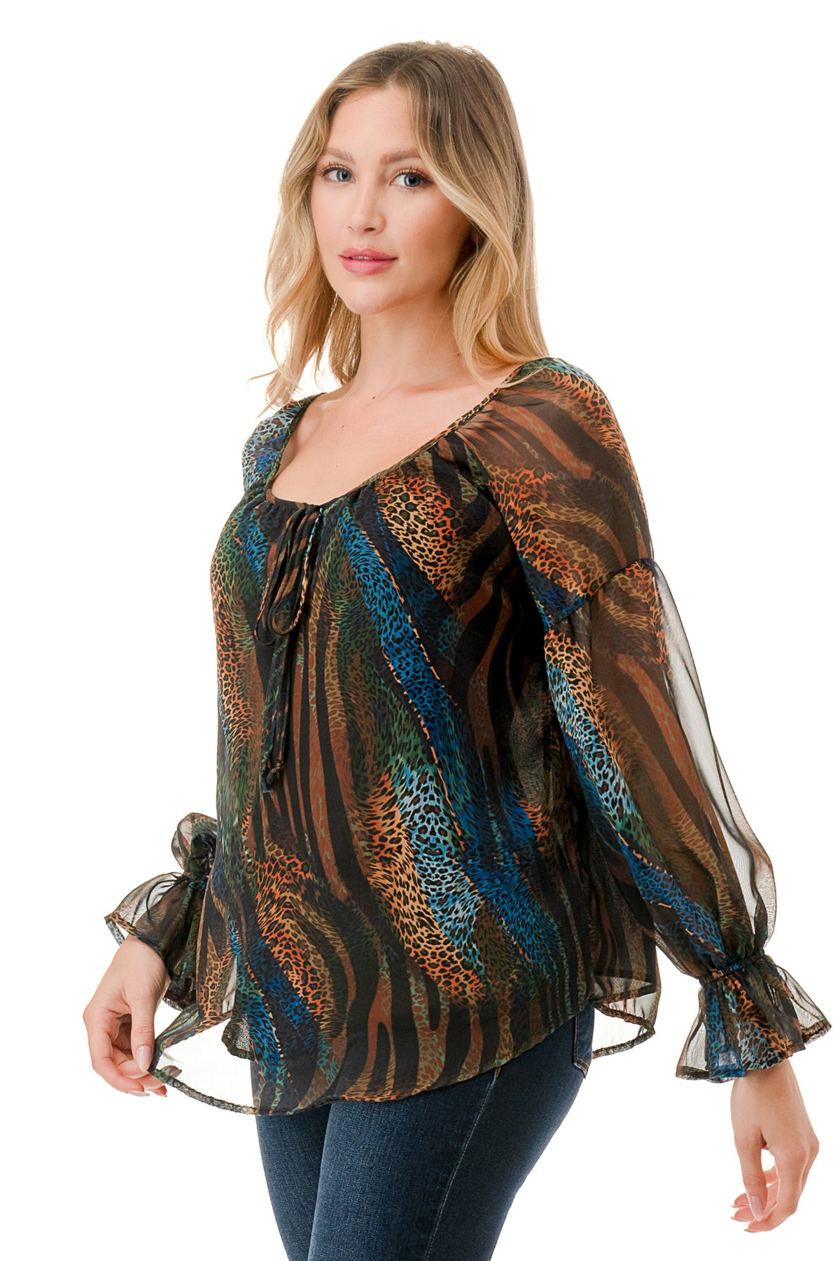 ALILE FRONT TIE TOP (FALL ZEBRA)- VT3193