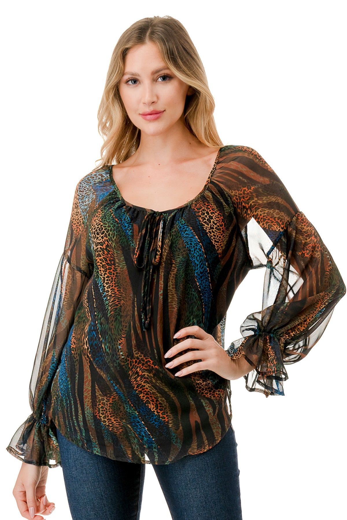 ALILE FRONT TIE TOP (FALL ZEBRA)- VT3193