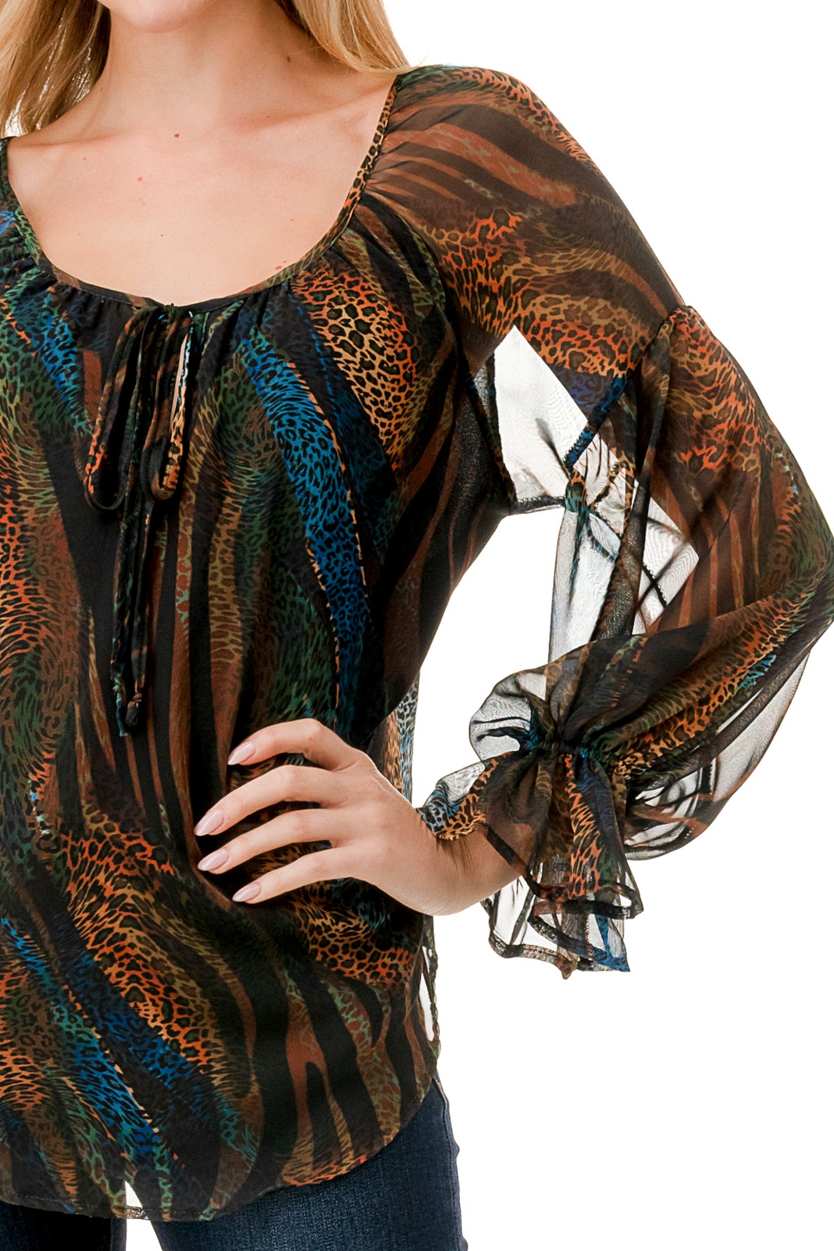 ALILE FRONT TIE TOP (FALL ZEBRA)- VT3193