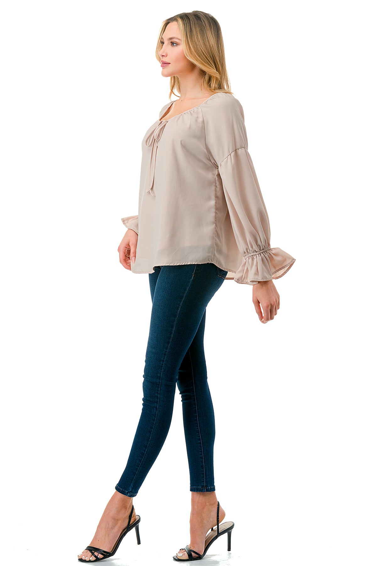 ALILE FRONT TIE TOP (TAUPE)- VT3193