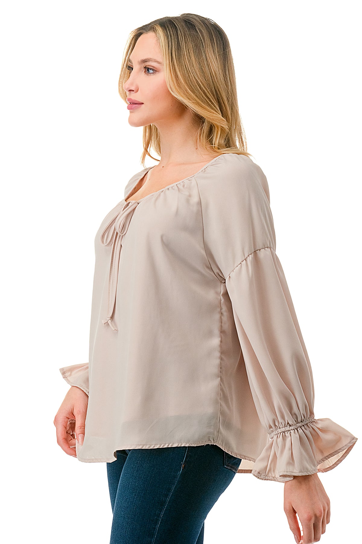 ALILE FRONT TIE TOP (TAUPE)- VT3193