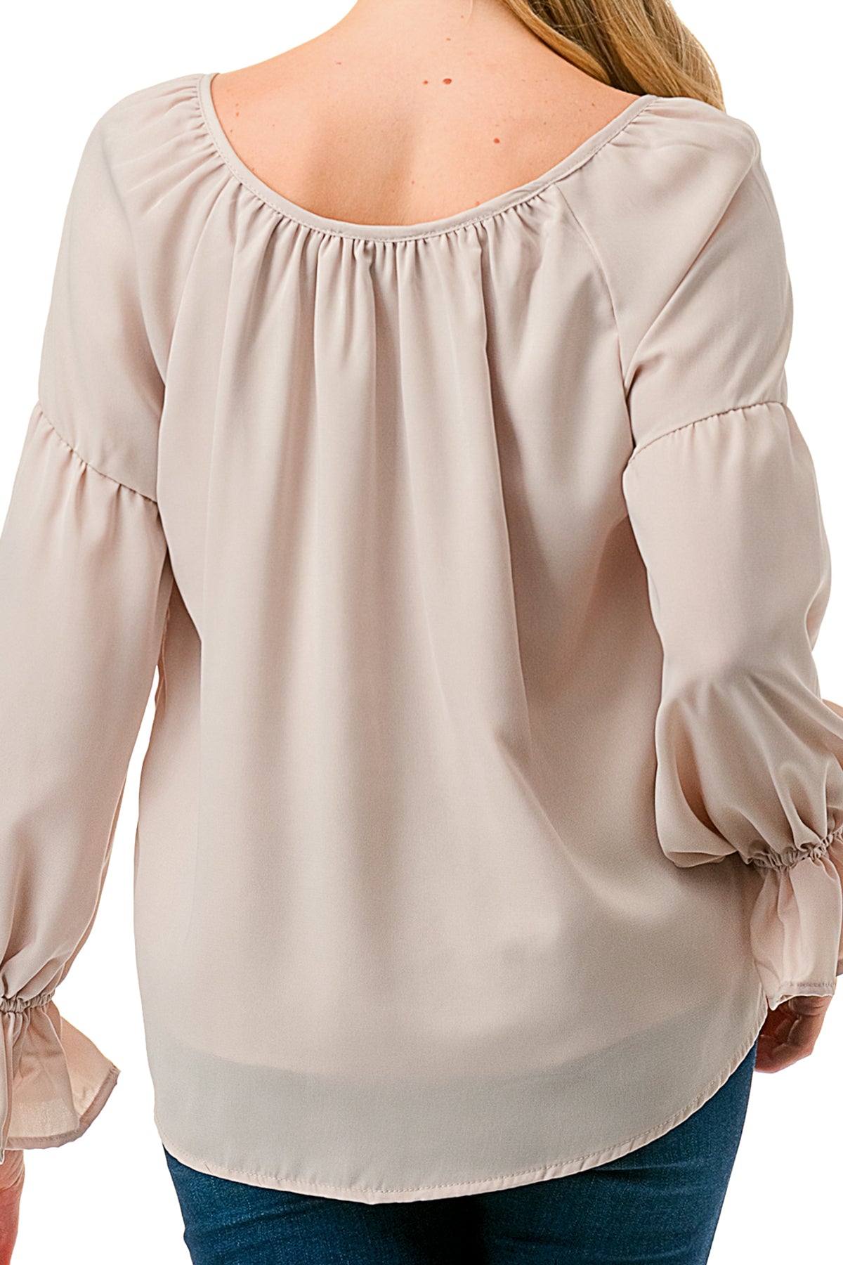 ALILE FRONT TIE TOP (TAUPE)- VT3193