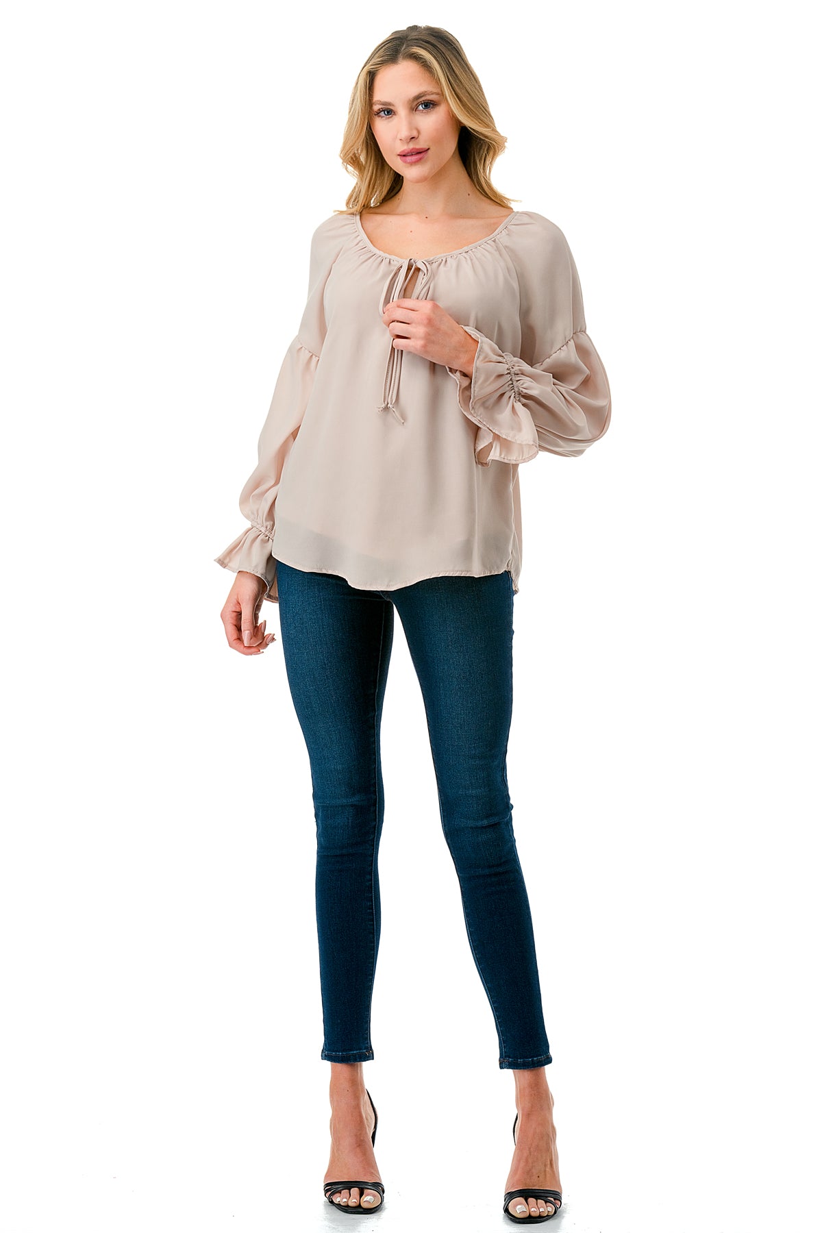 ALILE FRONT TIE TOP (TAUPE)- VT3193