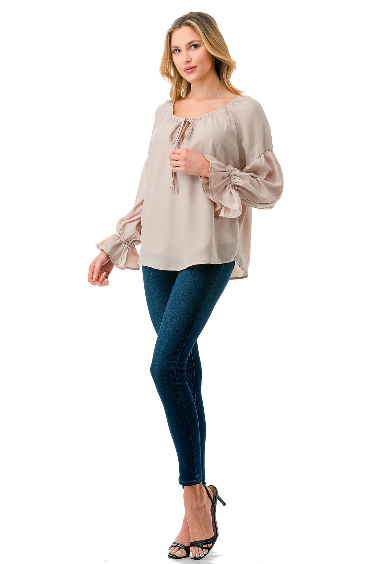 ALILE FRONT TIE TOP (TAUPE)- VT3193