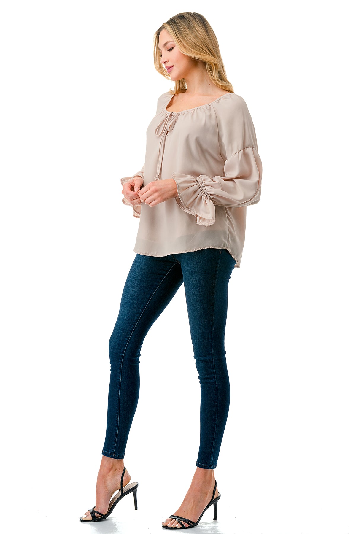 ALILE FRONT TIE TOP (TAUPE)- VT3193