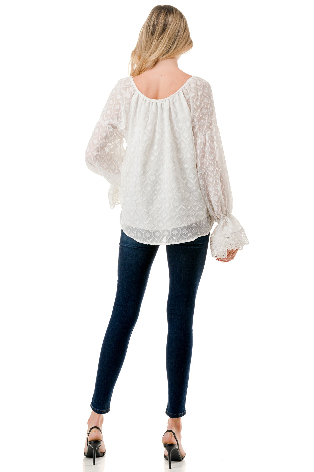 ALILE FRONT TIE TOP (WHITE / WHITE LACE)- VT3193