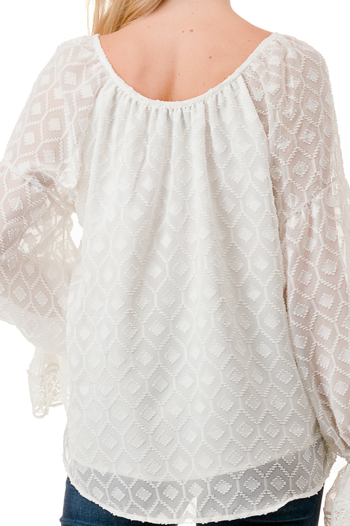 ALILE FRONT TIE TOP (WHITE / WHITE LACE)- VT3193