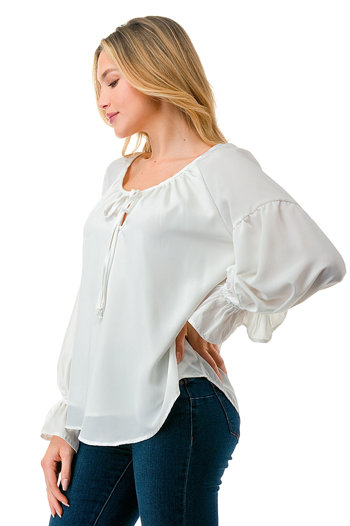 ALILE FRONT TIE TOP (WHITE)- VT3193