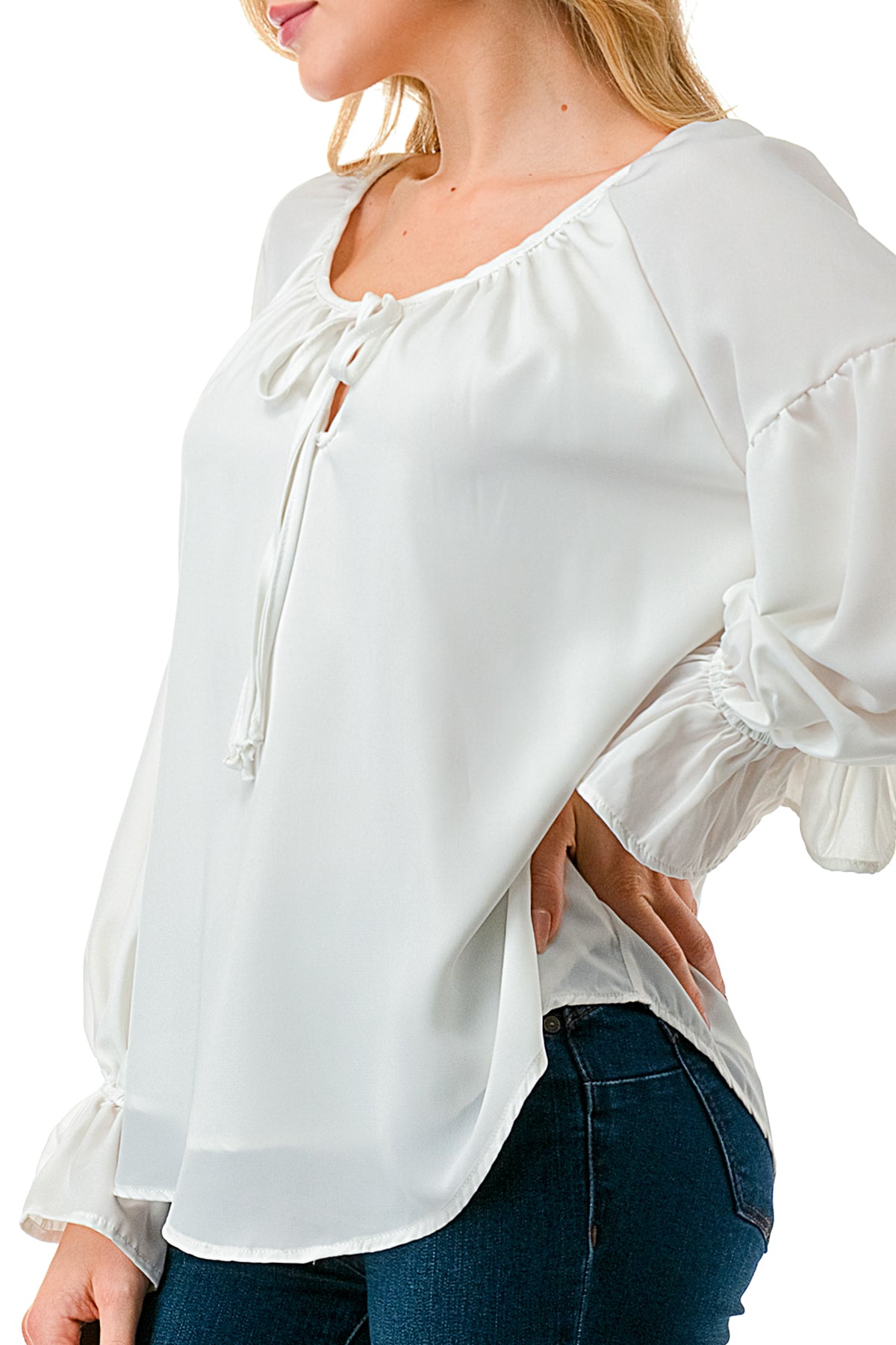 ALILE FRONT TIE TOP (WHITE)- VT3193