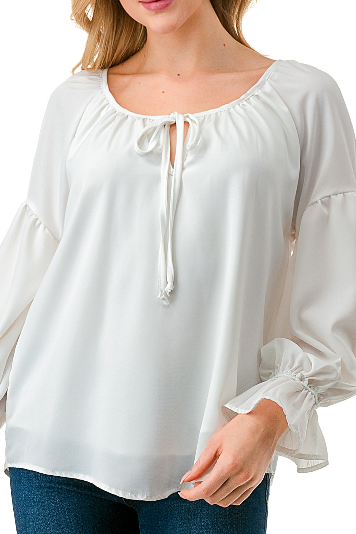 ALILE FRONT TIE TOP (WHITE)- VT3193