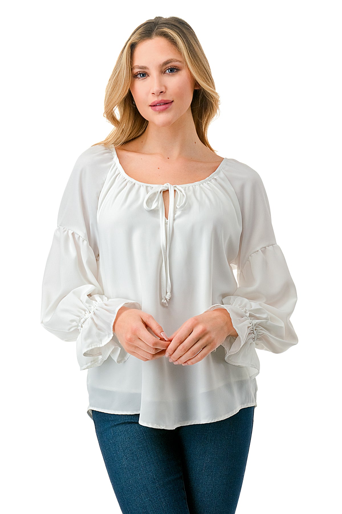 ALILE FRONT TIE TOP (WHITE)- VT3193